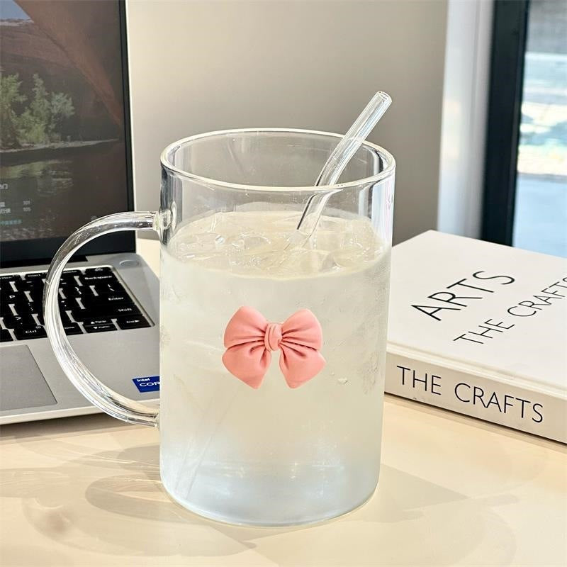 Tasse en verre grande capacité avec paille – Résistante à la chaleur, style princesse