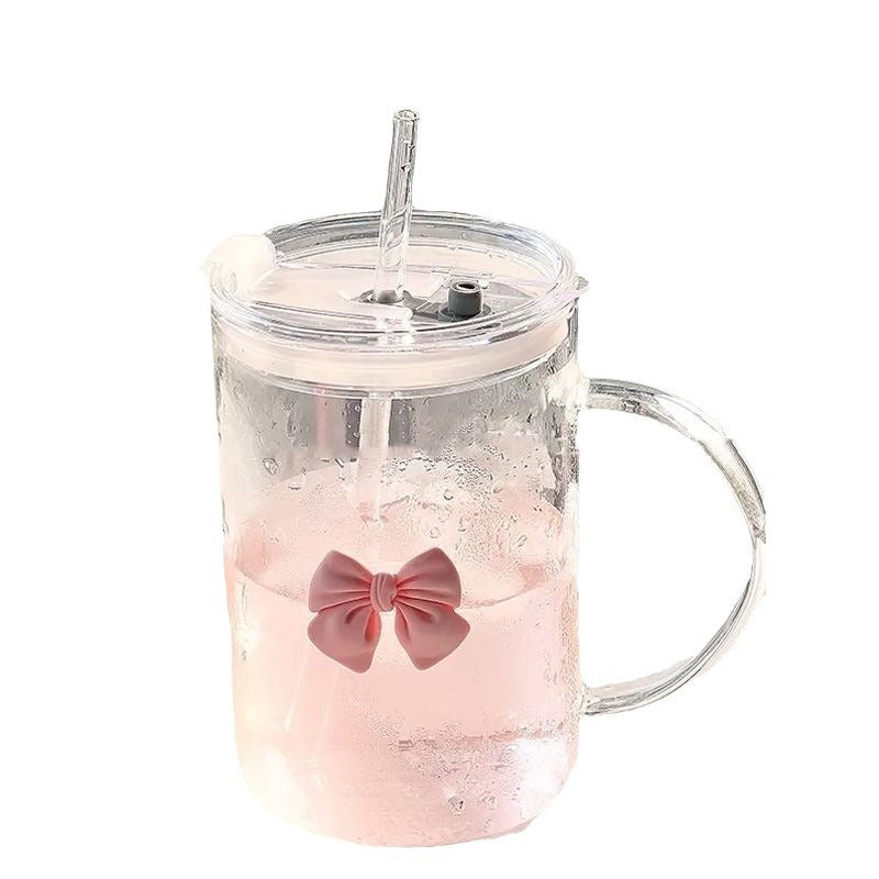 Tasse en verre grande capacité avec paille – Résistante à la chaleur, style princesse