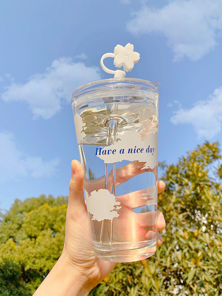 Cute & Practical – Tasse en verre avec paille